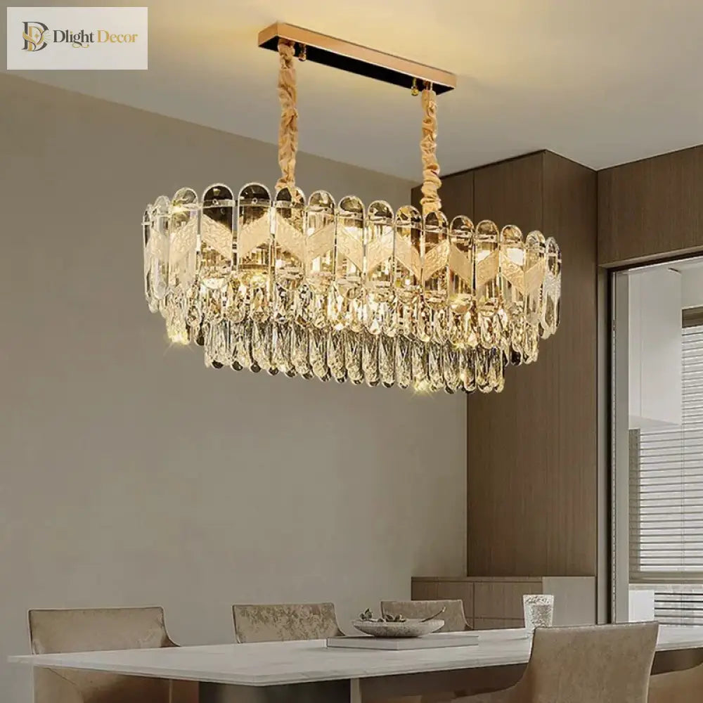 Modern Light Luxury Crystal Chandelier - Gold Finish For Dining And Living Rooms With Free Shipping
