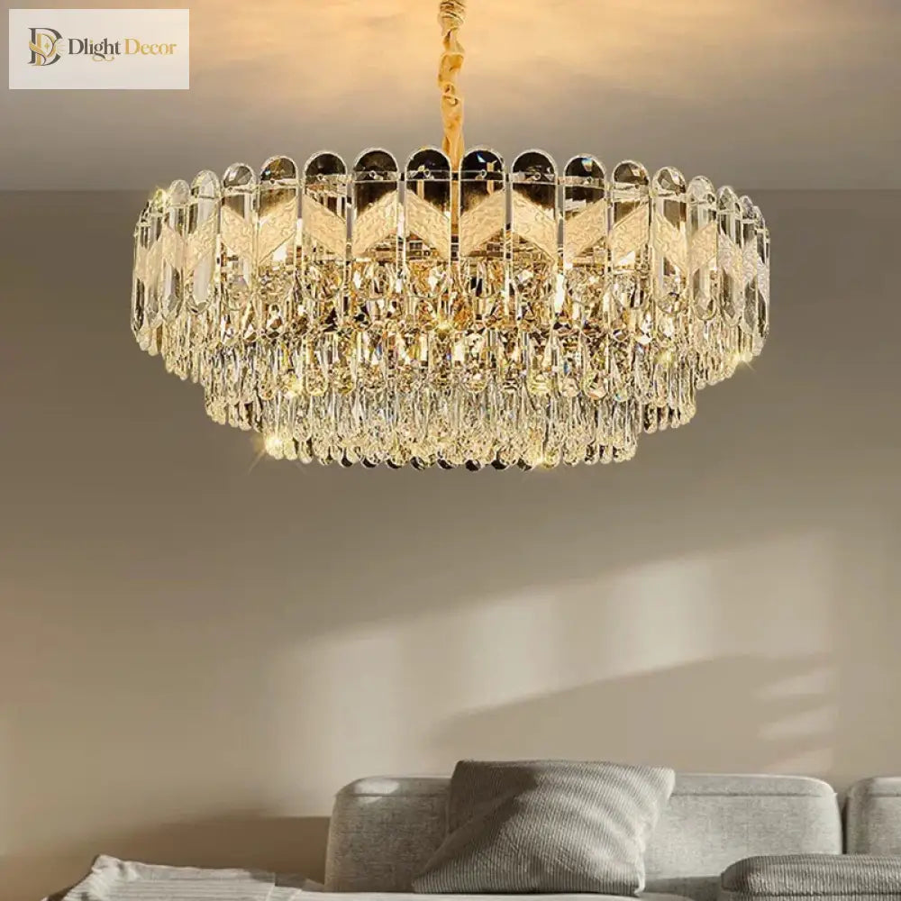 Modern Light Luxury Crystal Chandelier - Gold Finish For Dining And Living Rooms With Free Shipping