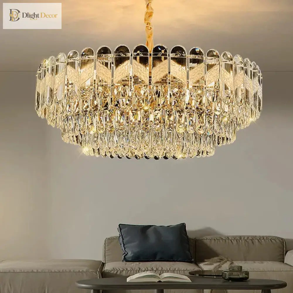 Modern Light Luxury Crystal Chandelier - Gold Finish For Dining And Living Rooms With Free Shipping