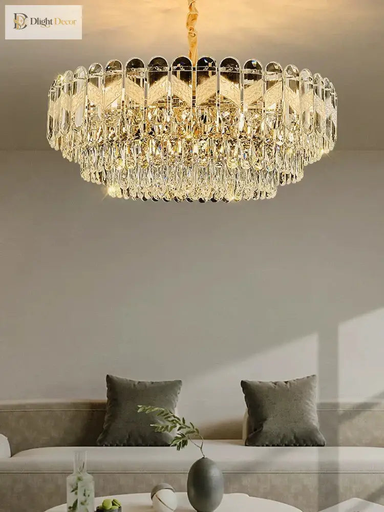 Modern Light Luxury Crystal Chandelier - Gold Finish For Dining And Living Rooms With Free Shipping