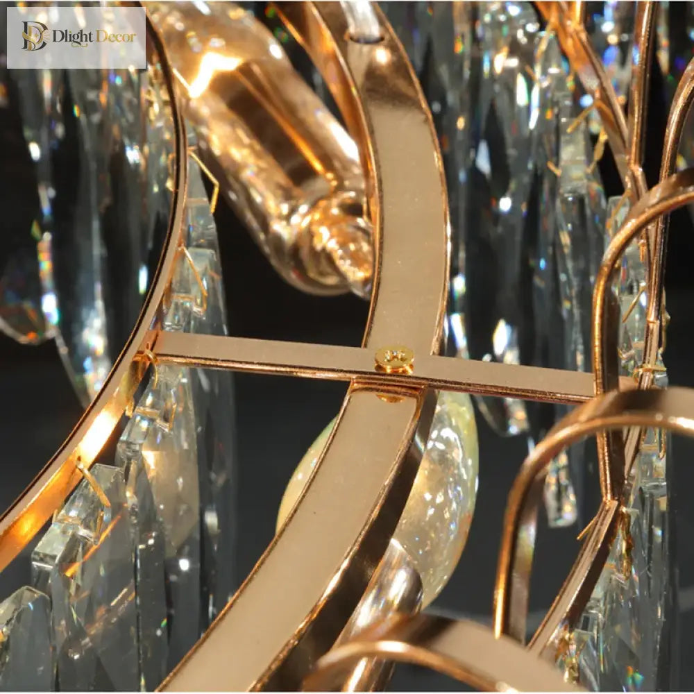 New Modern Crystal Chandelier - Luxurious Home Decor Lighting In Round Gold Design With Led