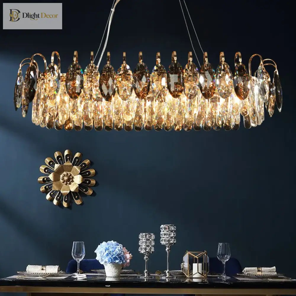 New Modern Crystal Chandelier - Luxurious Home Decor Lighting In Round Gold Design With Led