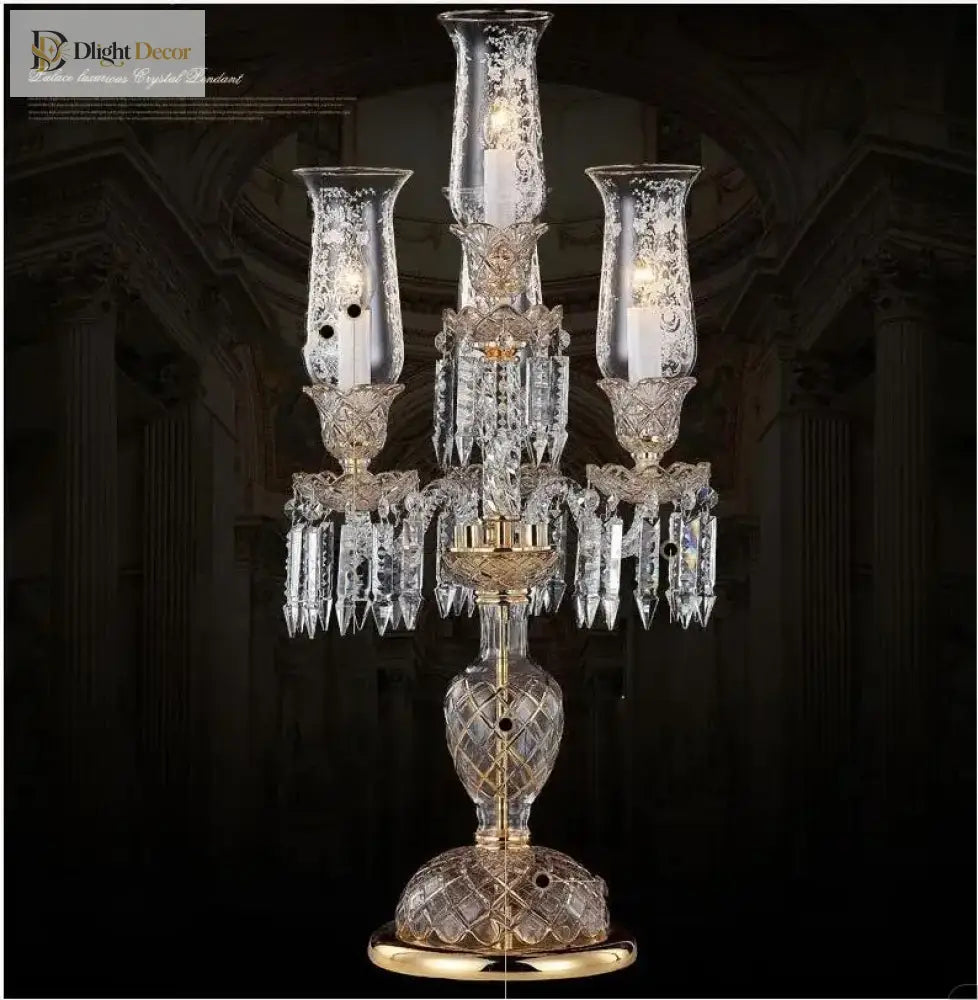 Modern Clear Golden Crystal Table Lamp - Artistic Decor For Bedroom And Living Room