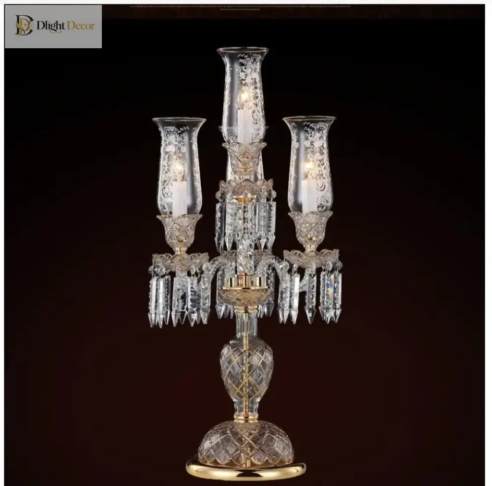 Modern Clear Golden Crystal Table Lamp - Artistic Decor For Bedroom And Living Room
