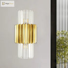 Modern Luxury Meets Warmth: Gold Half - Cylinder Crystal Sconce