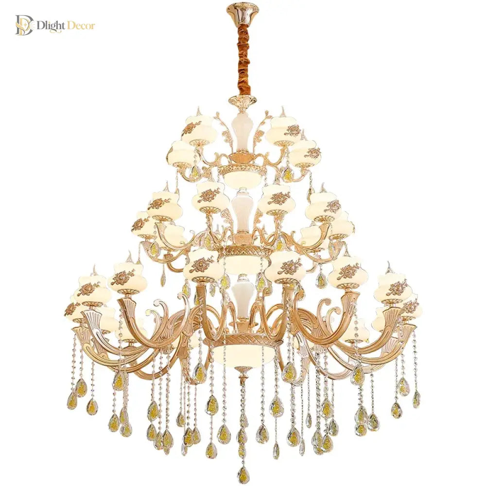 European - Style Duplex Building Large Chandelier - Villa Elegance For Spacious Living And Hotel