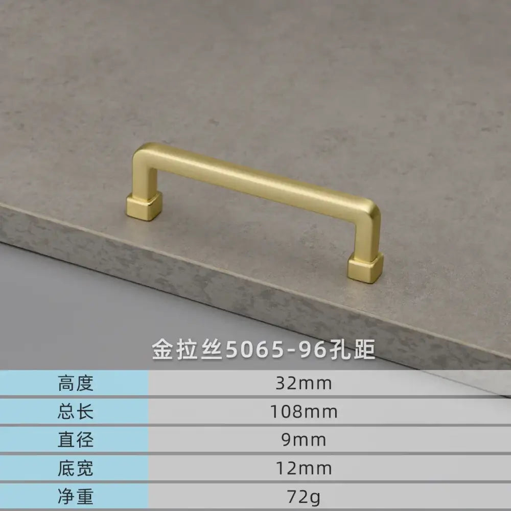 Modern European Gold and Gray Cabinet Handles - Zinc Alloy Drawer Knobs and Door Pulls for Furniture Gold drawing 96mm