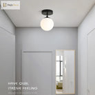 Modern Round Glass Ball Ceiling Lamp - Aisle And Corridor Surface Mounted Decor Lights With Milky