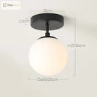 Modern Round Glass Ball Ceiling Lamp - Aisle And Corridor Surface Mounted Decor Lights With Milky