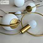 Modern Glass Ball Pendant Light Fixture - Elegant Luminaire Hanging Lamp With Gold Ring For