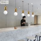 Modern Glass Ball Pendant Light Fixture - Elegant Luminaire Hanging Lamp With Gold Ring For