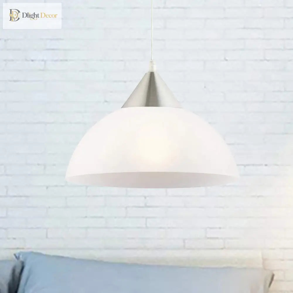 Modern Pendant Light: White Glass And Nickel Elegance