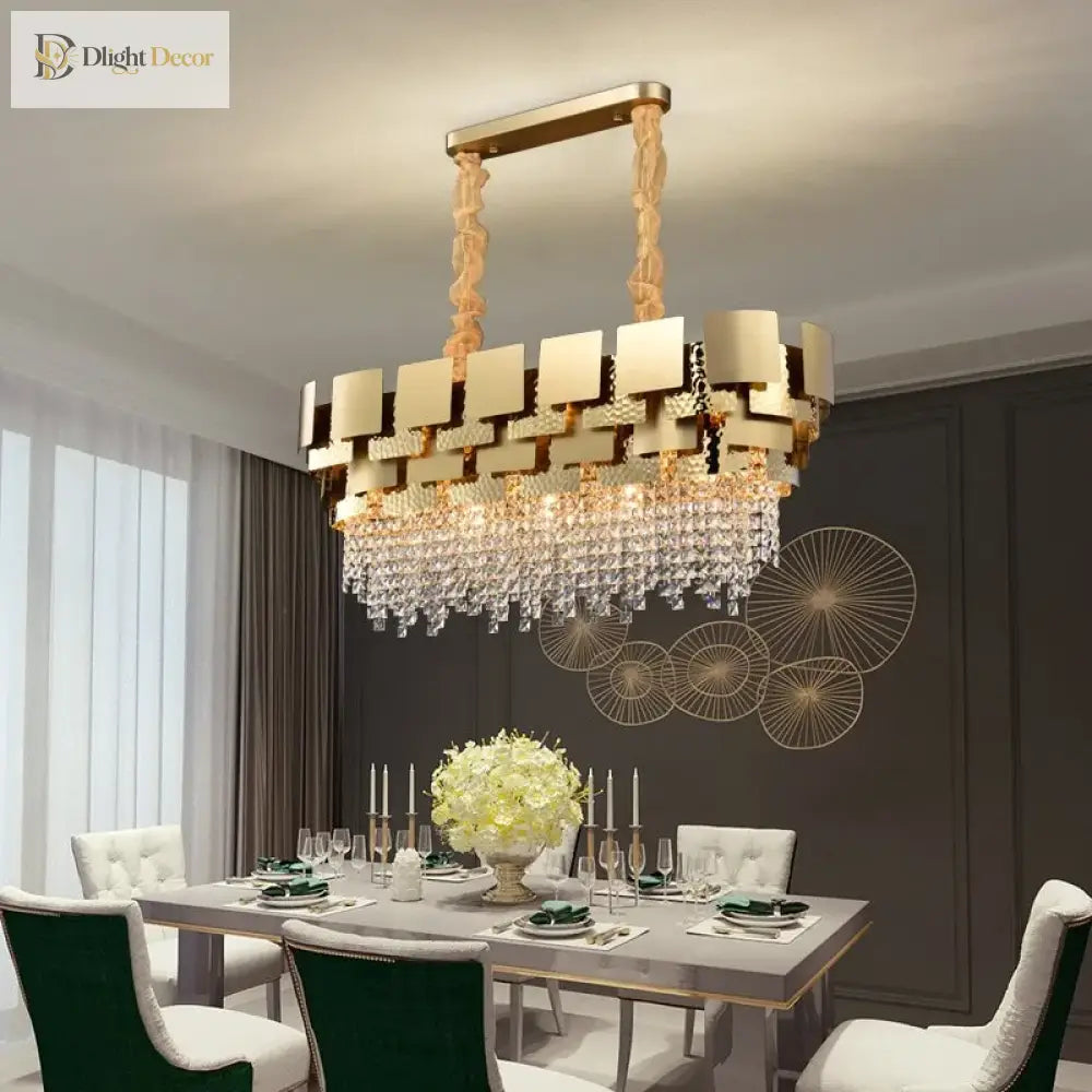Modern Golden Stainless Steel Chandelier - Elegance For Living And Dining In Villas Duplex