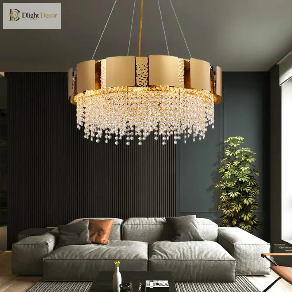 Modern Golden Stainless Steel Chandelier - Elegance For Living And Dining In Villas Duplex