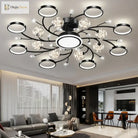 Black Ceiling Chandeliers - Modern Living Room And Hall Light Fixture With Romantic Starry Gold
