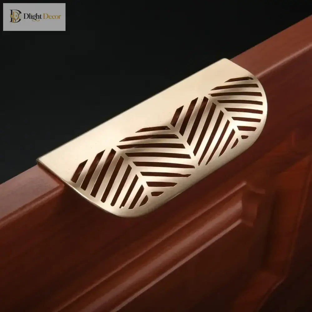 Modern Gold Leaf Cabinet Handles - Brushed Zinc Alloy Hollow Pulls for Furniture and Drawers Handles