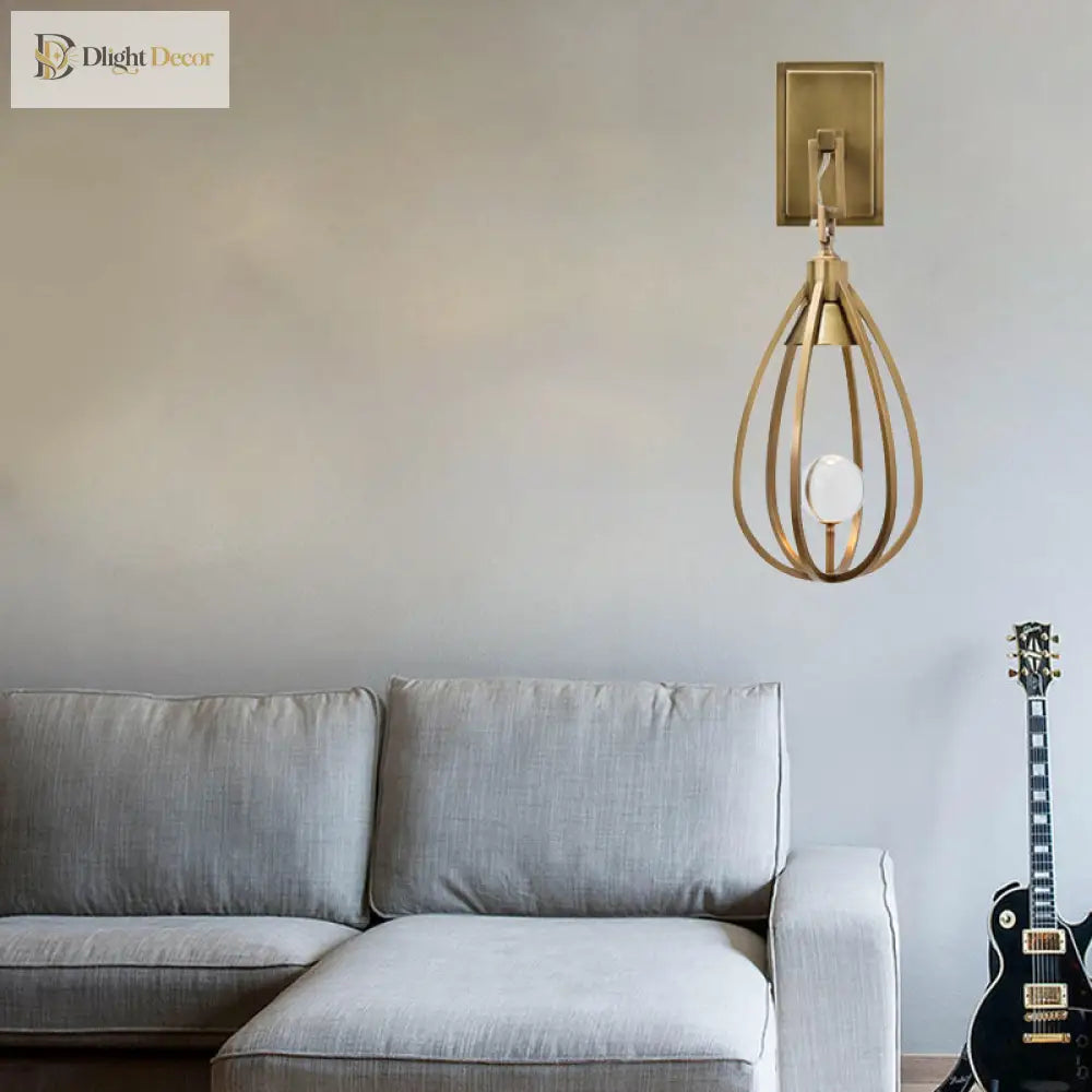 Modern Gold Teardrop Wall Sconce - Metal Surface Mount Light Wall Light