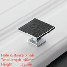 Modern Leather and Zinc Alloy Cabinet Handle – Elegant Drawer Pulls for Kitchen Wardrobe and Furniture (96mm) black
