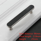 Modern Leather and Zinc Alloy Cabinet Handle – Elegant Drawer Pulls for Kitchen Wardrobe and Furniture (96mm) black