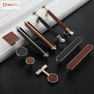 Modern Leather and Zinc Alloy Cabinet Handle – Elegant Drawer Pulls for Kitchen Wardrobe and Furniture (96mm) Handles