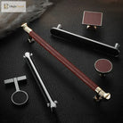 Modern Leather and Zinc Alloy Cabinet Handle – Elegant Drawer Pulls for Kitchen Wardrobe and Furniture (96mm) Handles