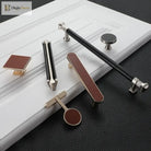 Modern Leather and Zinc Alloy Cabinet Handle – Elegant Drawer Pulls for Kitchen Wardrobe and Furniture (96mm) Handles