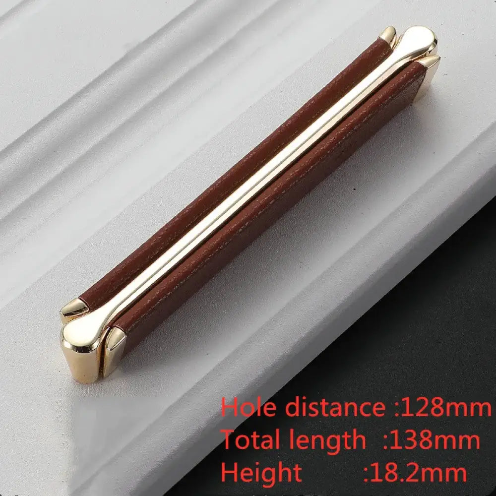 Modern Leather and Zinc Alloy Cabinet Handle – Elegant Drawer Pulls for Kitchen Wardrobe and Furniture (96mm) red