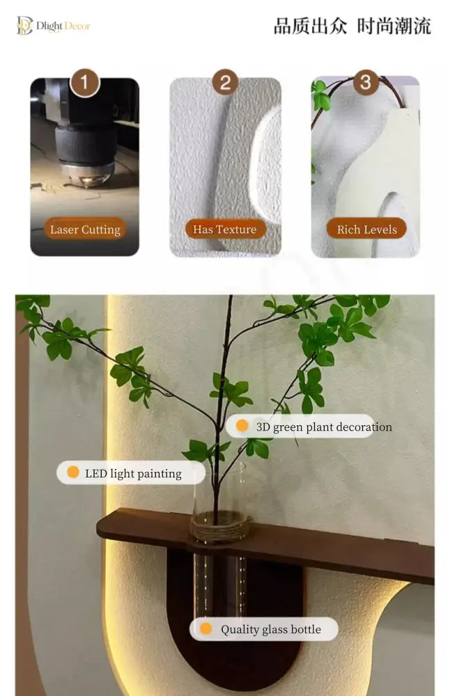 Dlight Decor LED Green Vase Wall Light for Hallways Wall Art