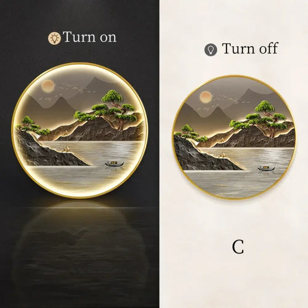 Dlight Decor Luxury Glow Round Wall Light for Interiors C / Dia 80cm / NON dimm warm light|Gold border Wall Art
