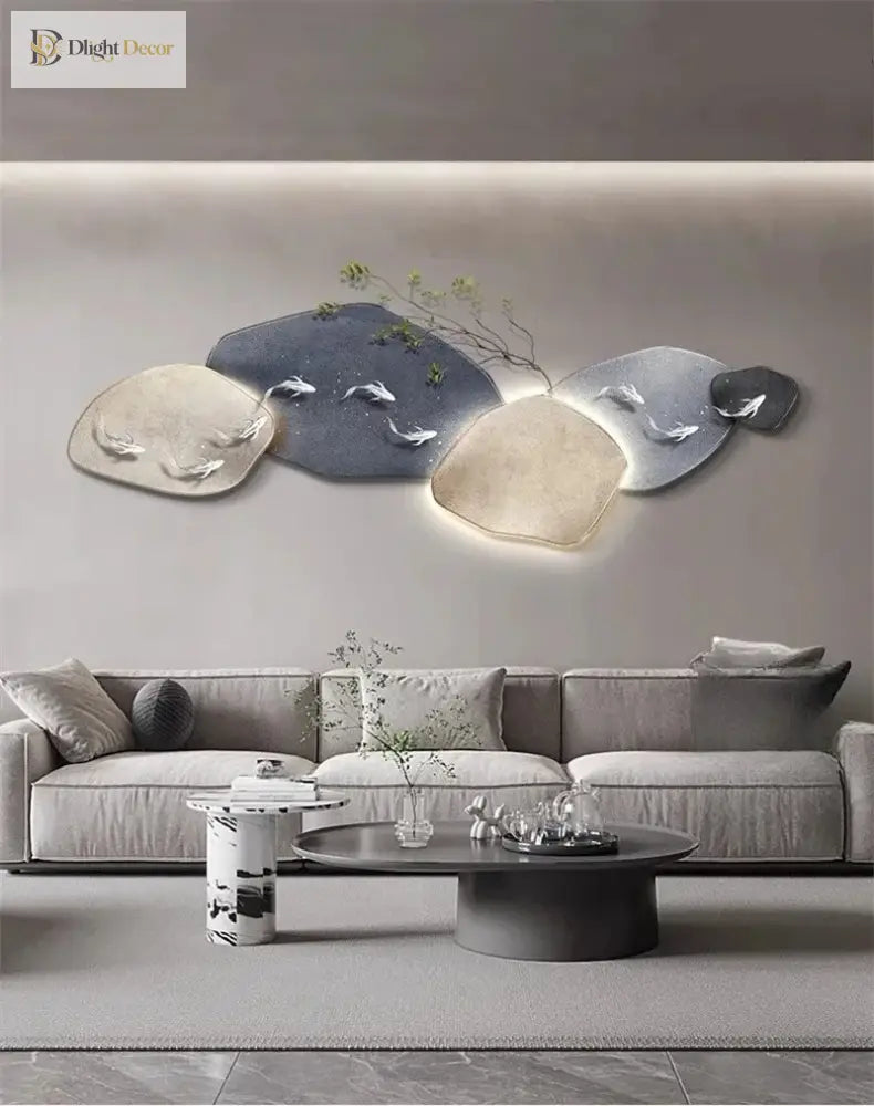 Dlight Decor 3D Nine Fish Wall Lamp Mural Art Wall Art