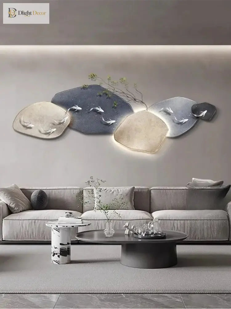 Dlight Decor 3D Nine Fish Wall Lamp Mural Art Wall Art