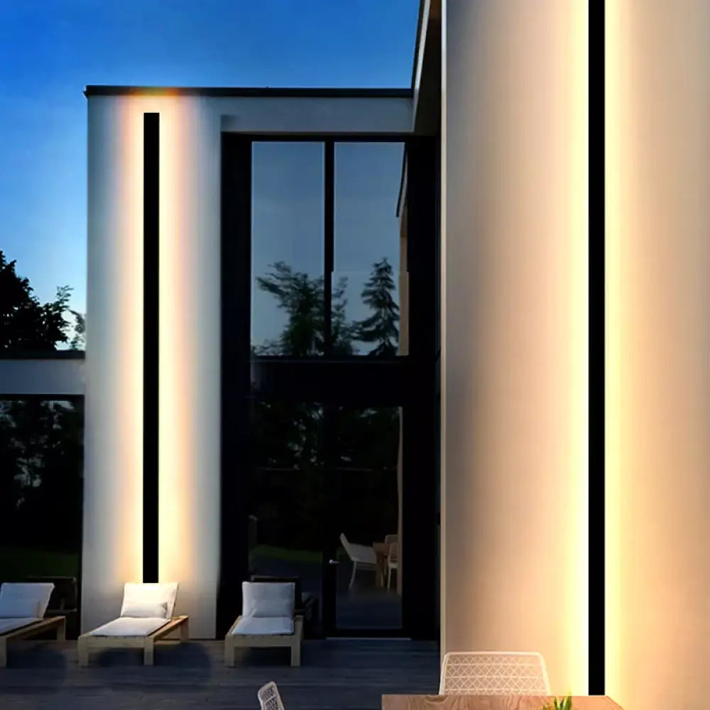 Modern IP65 Outdoor Linear Wall Light in long architectural profile