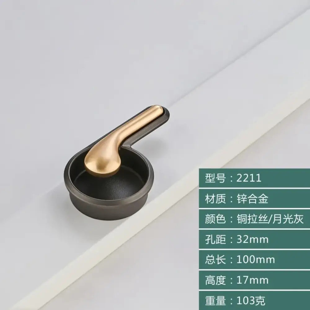 Modern Minimalist Zinc Alloy Cabinet Door Handle 32-Copper Grey Handles