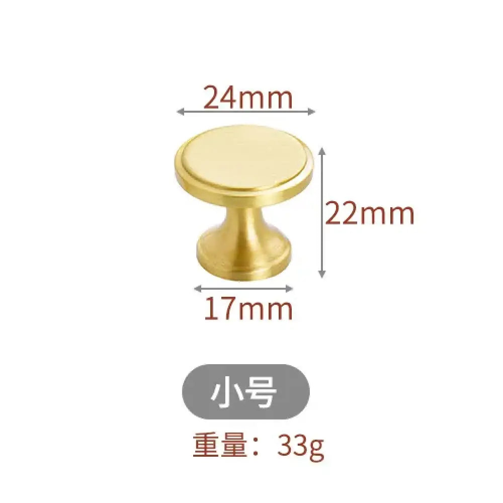 Modern Pure Brass Cabinet Handles - Single Hole Brushed Gold Drawer Knobs for Kitchen and Wardrobes 12-small Knonbs