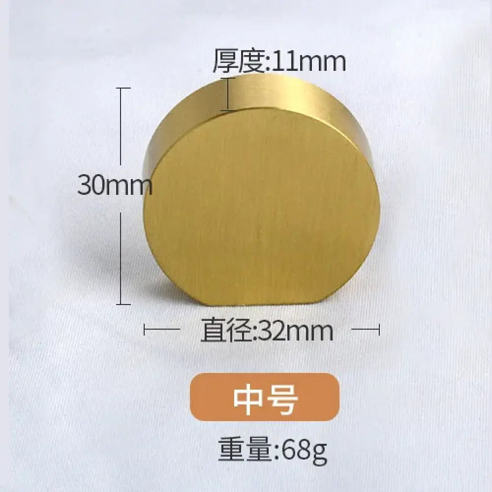 Modern Pure Brass Cabinet Handles - Single Hole Brushed Gold Drawer Knobs for Kitchen and Wardrobes 3-middle Knonbs