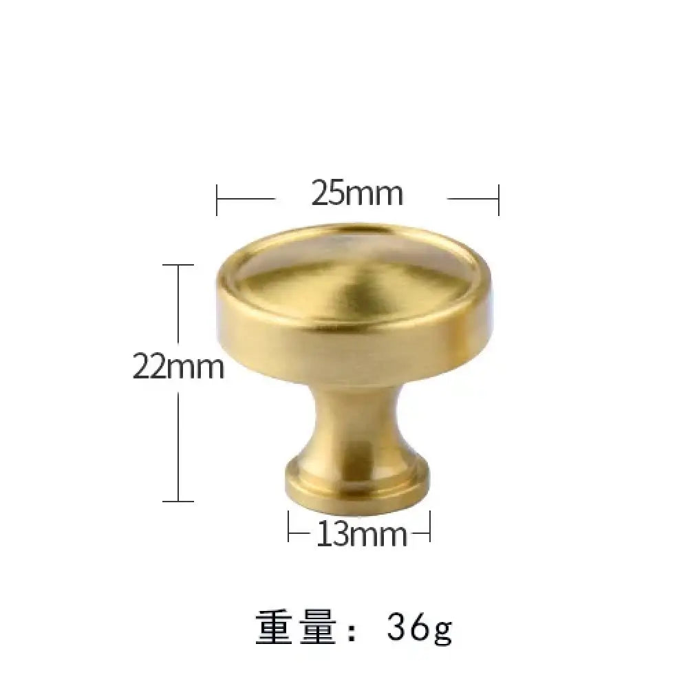 Modern Pure Brass Cabinet Handles - Single Hole Brushed Gold Drawer Knobs for Kitchen and Wardrobes 3-small 1 Knonbs
