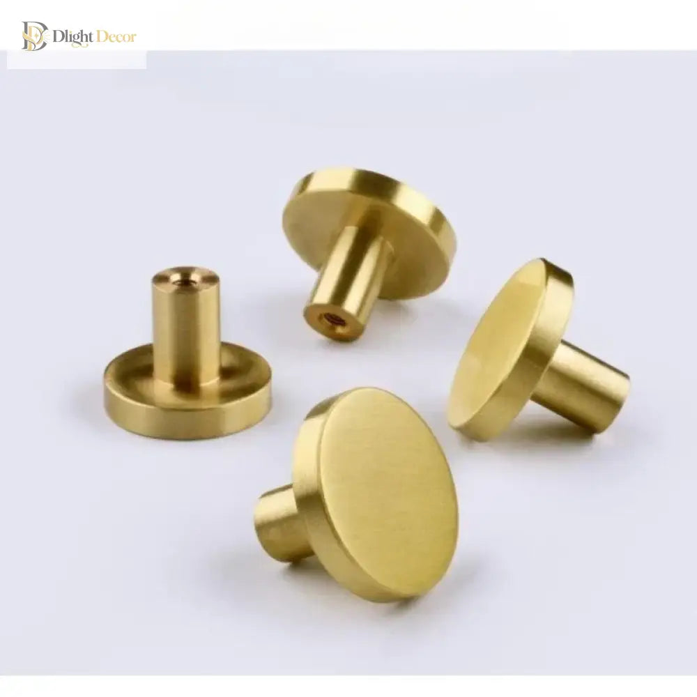 Modern Pure Brass Cabinet Handles - Single Hole Brushed Gold Drawer Knobs for Kitchen and Wardrobes Knonbs