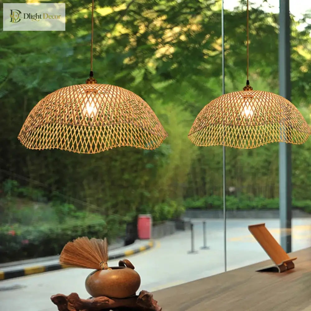 Modern Hand - Woven Bamboo Pendant Lights - Artistic Rattan Wicker Chandeliers For Dining Rooms And