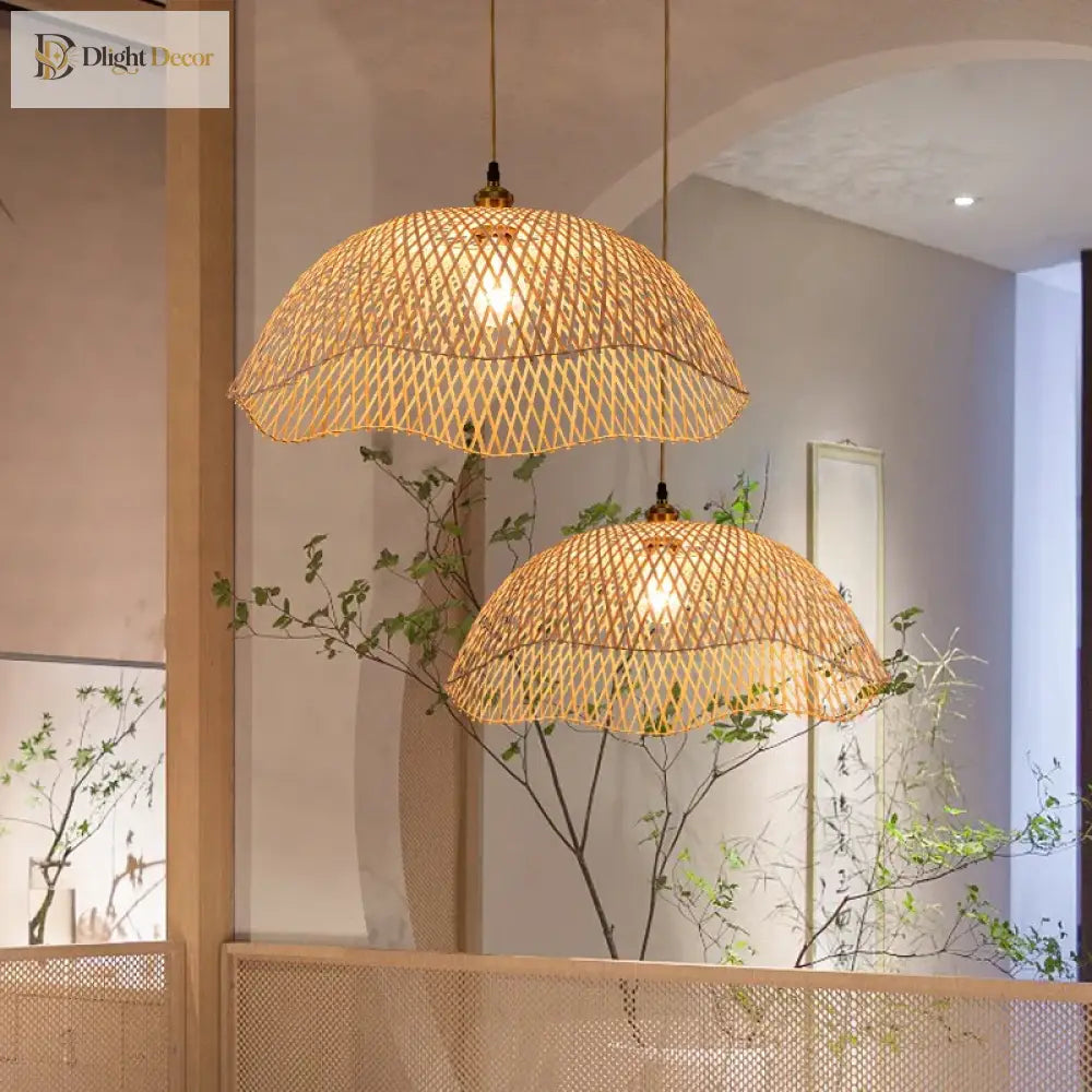 Modern Hand - Woven Bamboo Pendant Lights - Artistic Rattan Wicker Chandeliers For Dining Rooms And