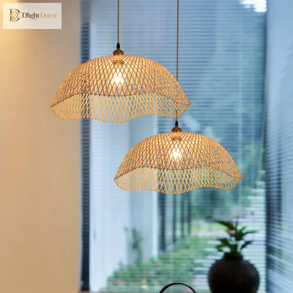 Modern Hand - Woven Bamboo Pendant Lights - Artistic Rattan Wicker Chandeliers For Dining Rooms And