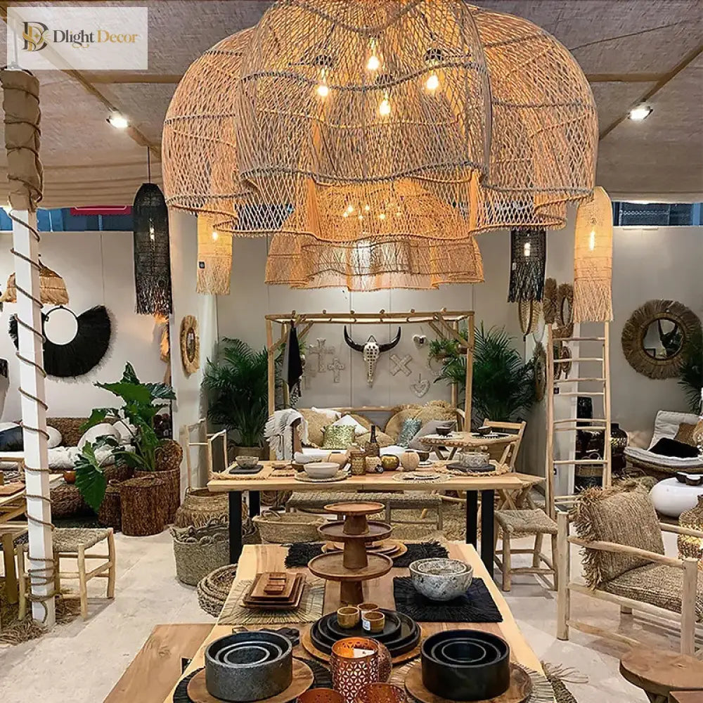 Modern Creative Art Rattan Pendant Lights - Handmade Elegance For Living Rooms Restaurants And