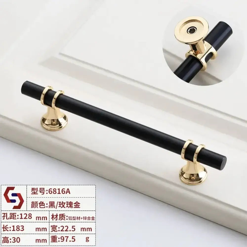 Modern T-Bar Cabinet Knobs and Handles – Sleek and Decorative Design Black rose gold 128 Handles