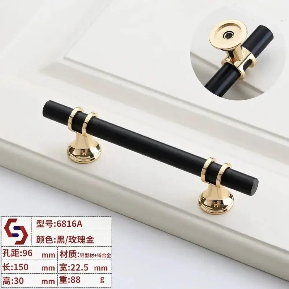 Modern T-Bar Cabinet Knobs and Handles – Sleek and Decorative Design Black rose gold 96 Handles