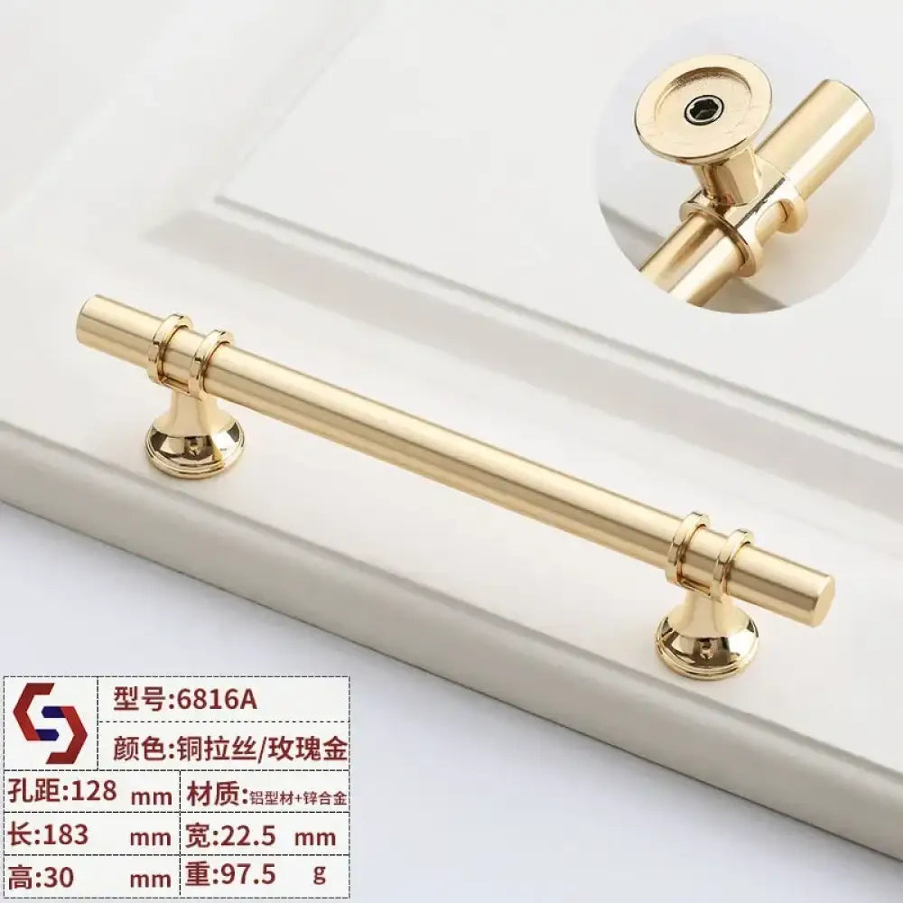 Modern T-Bar Cabinet Knobs and Handles – Sleek and Decorative Design Gold drawing 128 Handles