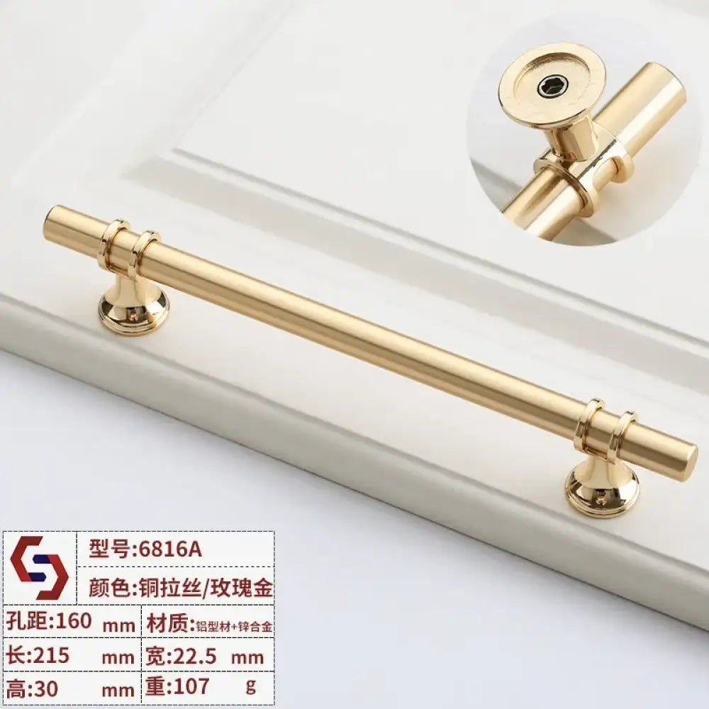 Modern T-Bar Cabinet Knobs and Handles – Sleek and Decorative Design Gold drawing 160 Handles