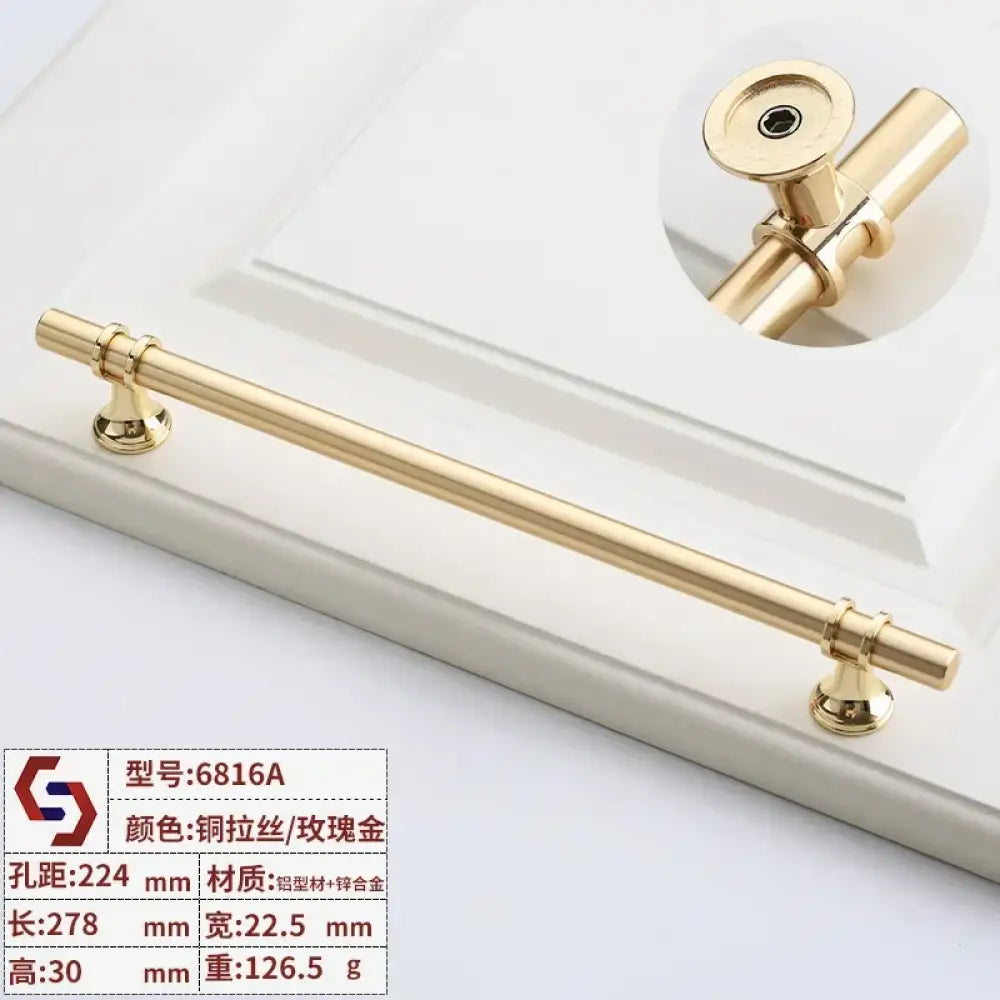 Modern T-Bar Cabinet Knobs and Handles – Sleek and Decorative Design Gold drawing 224 Handles