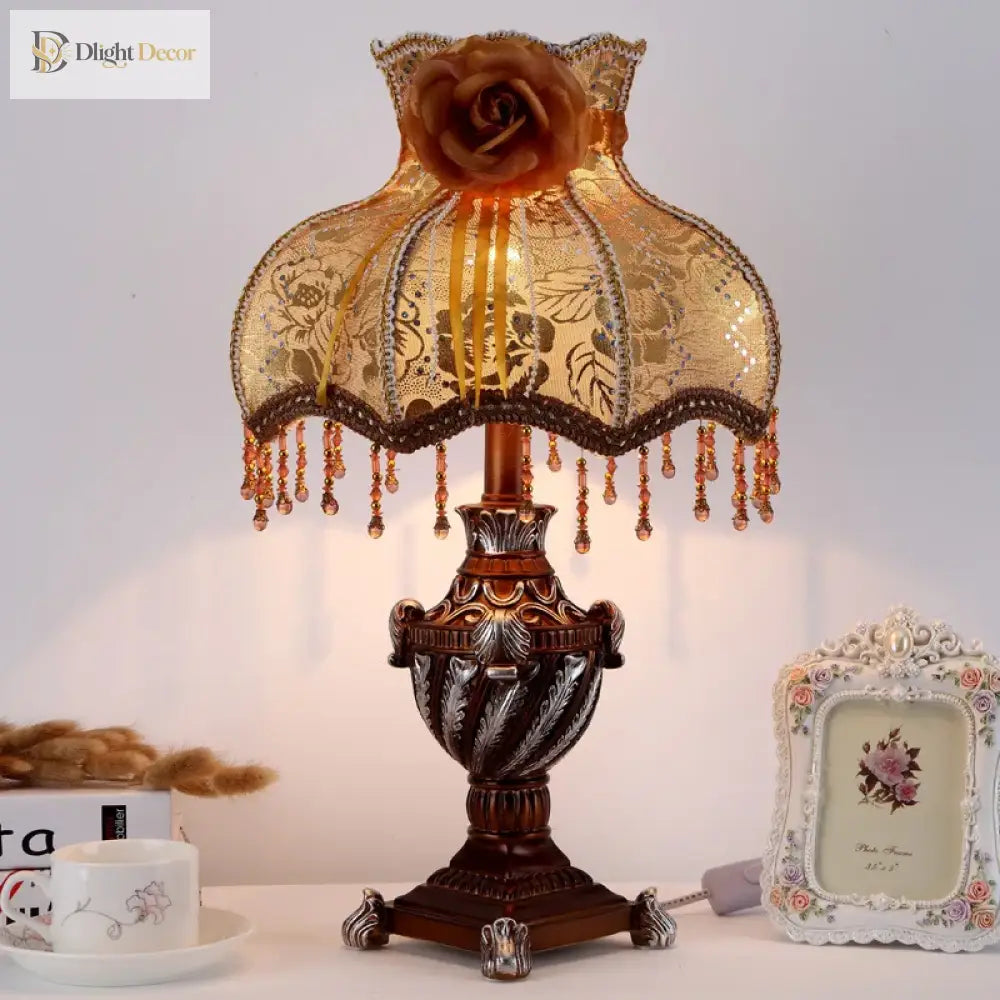 Luxury European Table Lamp - Mediterranean Style Night Desk Light For Bedroom And Living Room