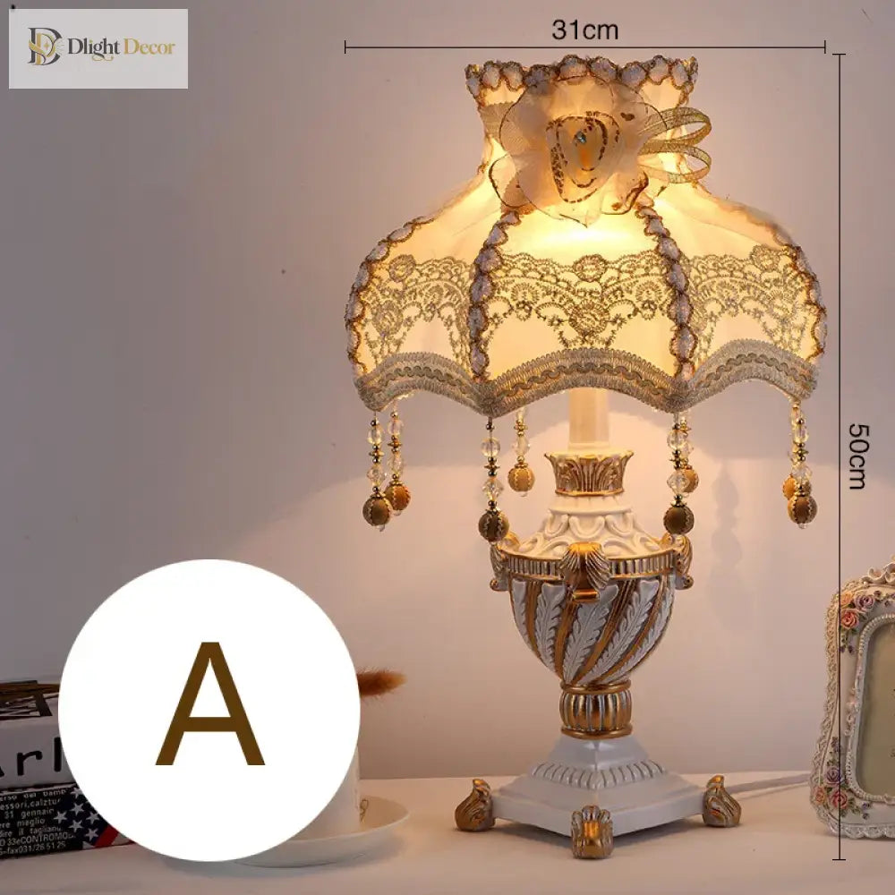 Luxury European Table Lamp - Mediterranean Style Night Desk Light For Bedroom And Living Room
