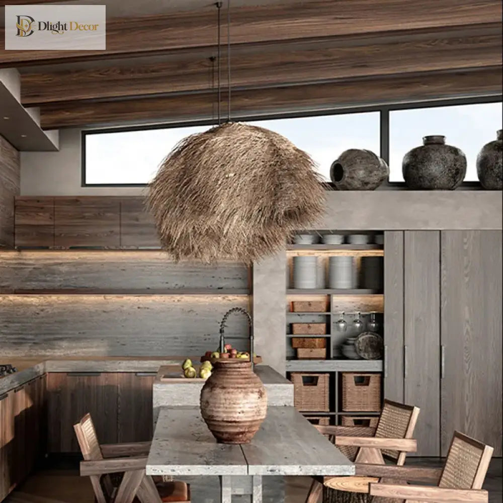 Modern Vintage Rattan Pendant Lights - Oriental Sabi Wabi Design For Living Room Bedroom And Table