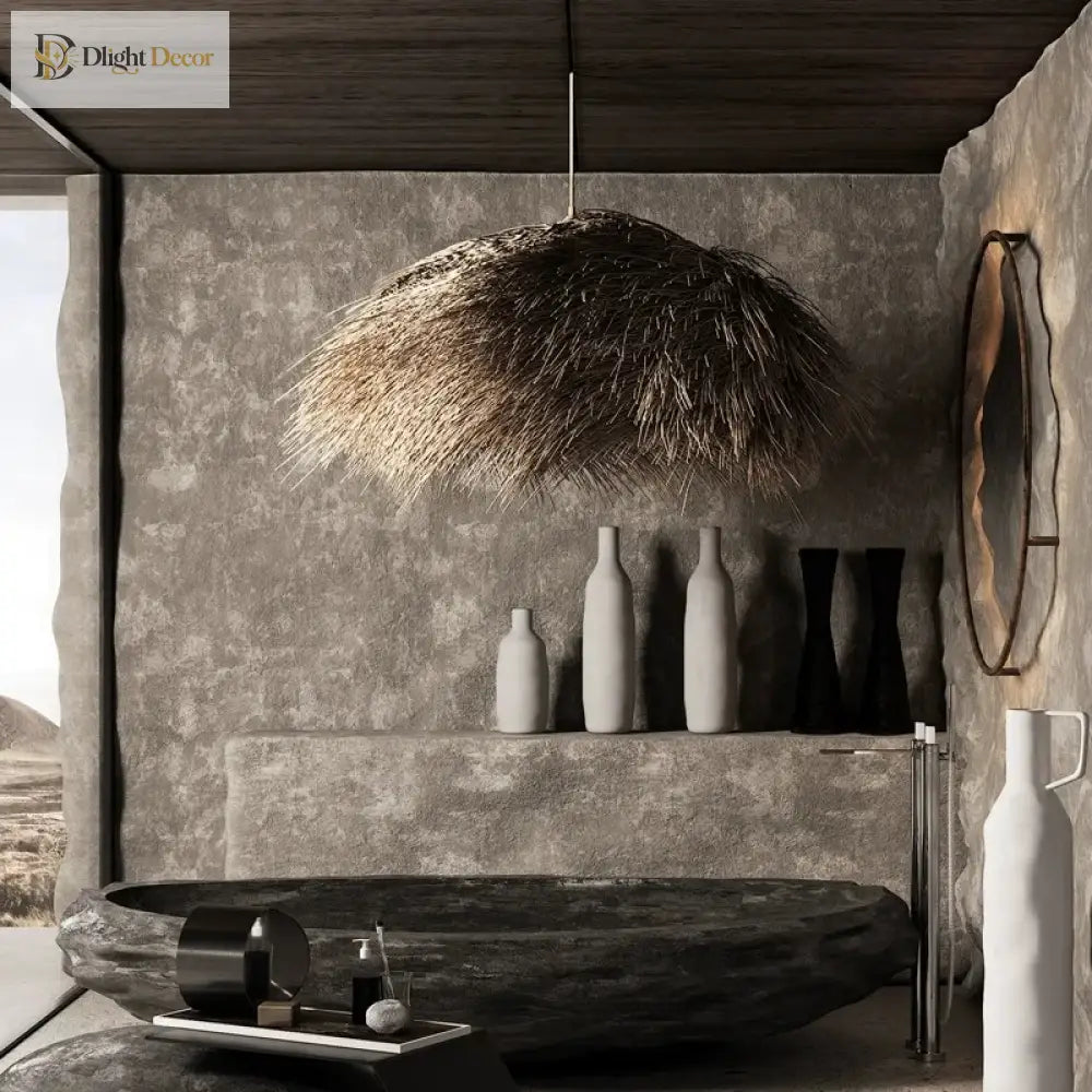 Modern Vintage Rattan Pendant Lights - Oriental Sabi Wabi Design For Living Room Bedroom And Table